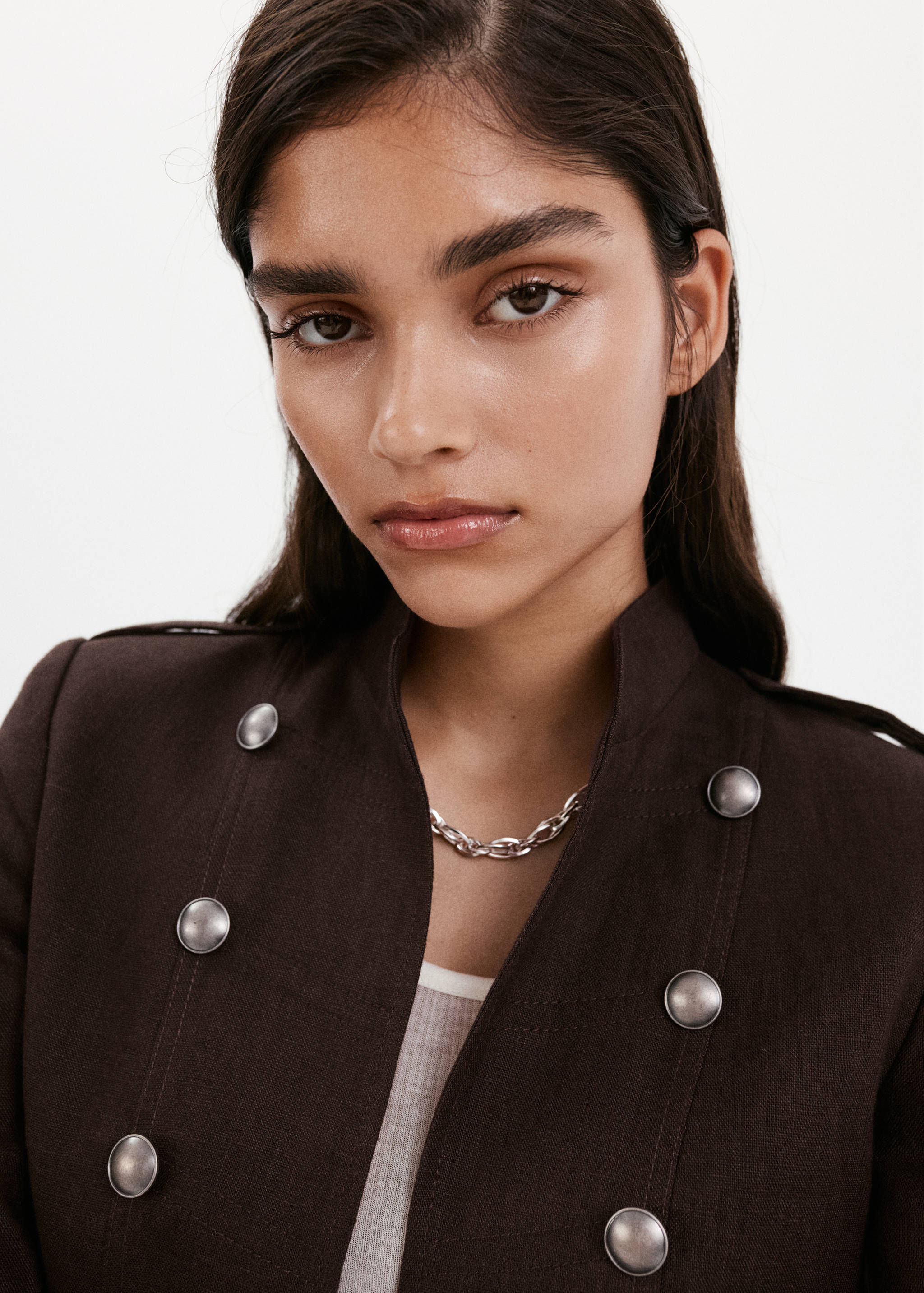 Buttons linen-blend jacket - Details of the article 1