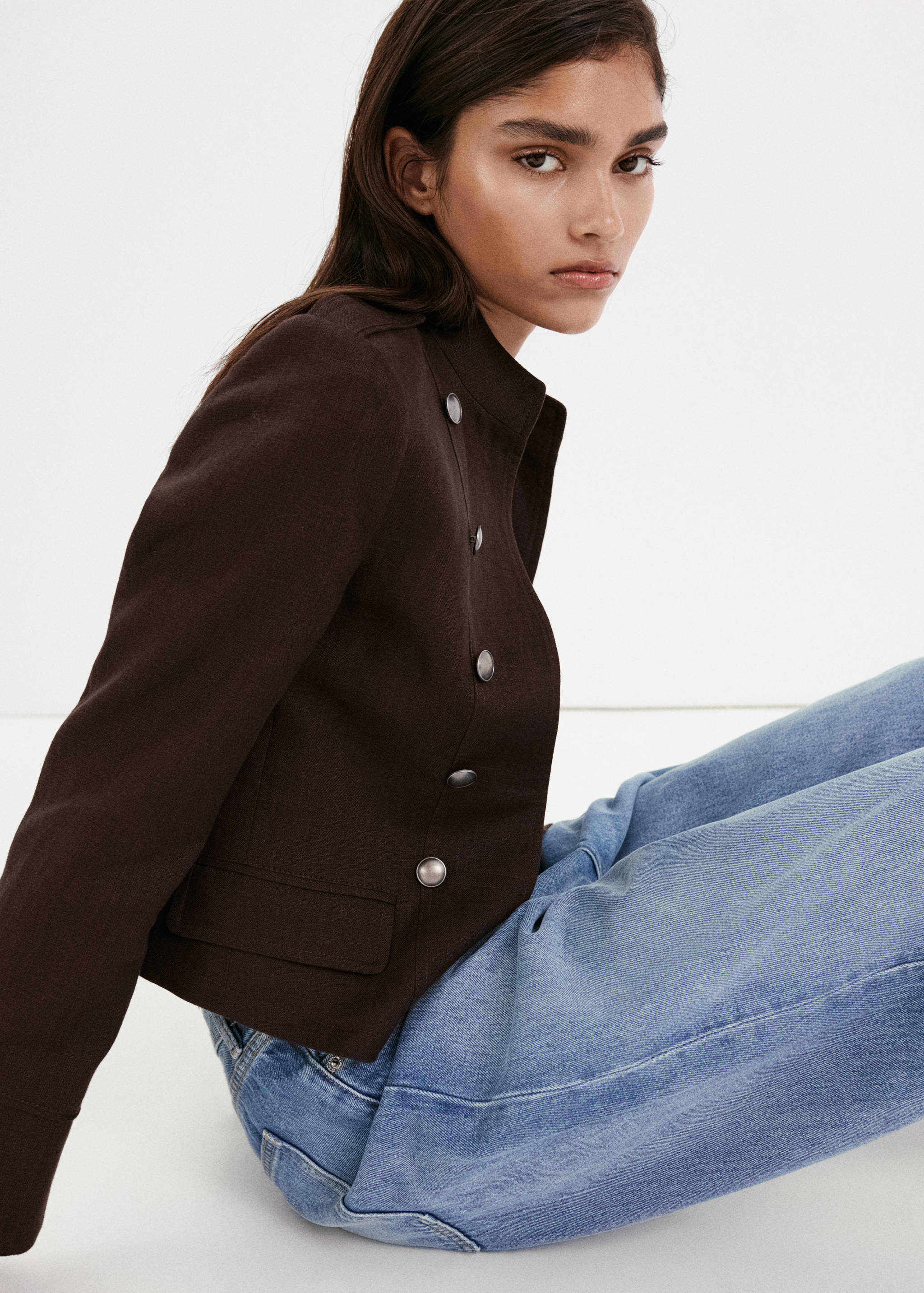 Buttons linen-blend jacket - Details of the article 2