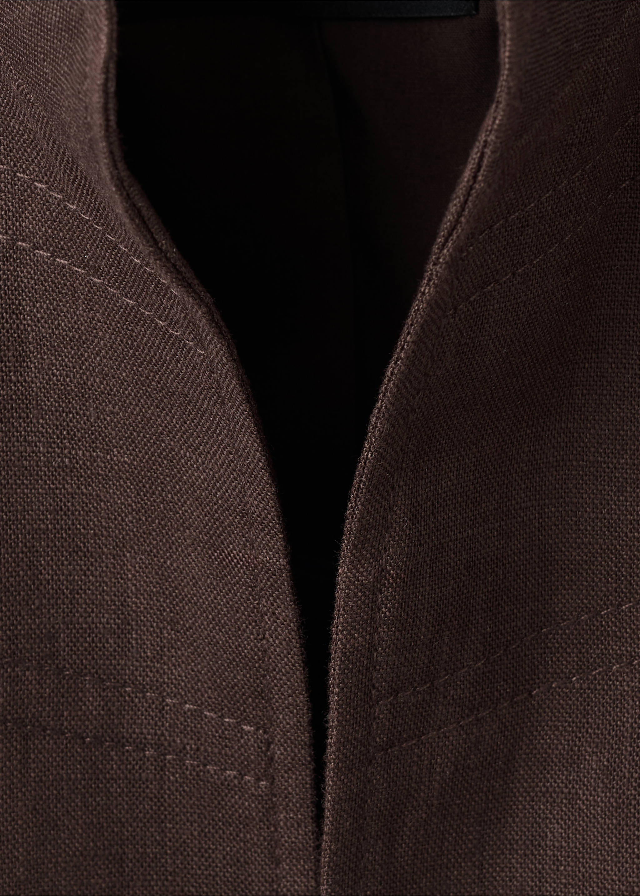 Veste en lin à boutons - Détail de l'article 8, Chocolat. Ref: 37091473-00.