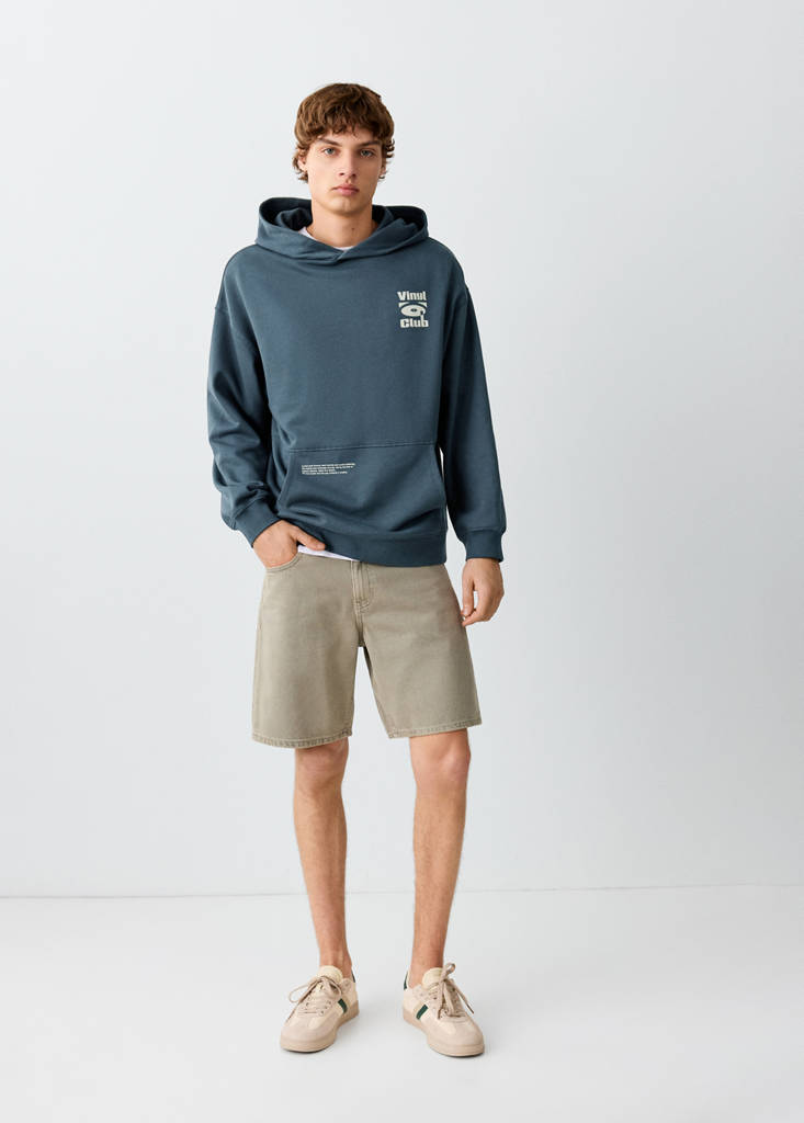 Printed hoodie — Navy