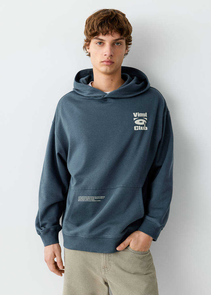 Printed hoodie — Navy