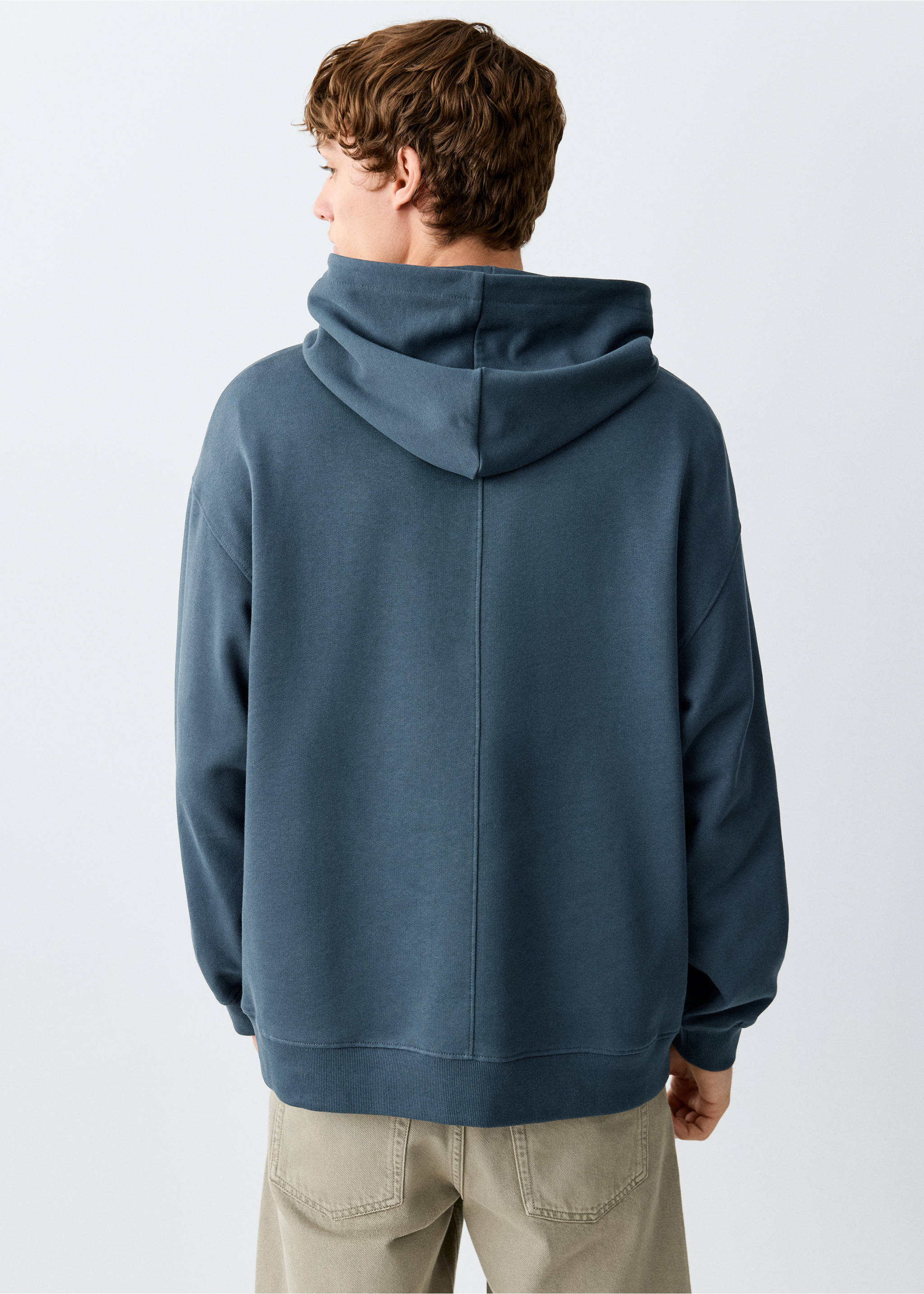 Bedrukte hoodie - Achterkant van het artikel, Marineblauw. Ref: 37091474-00.