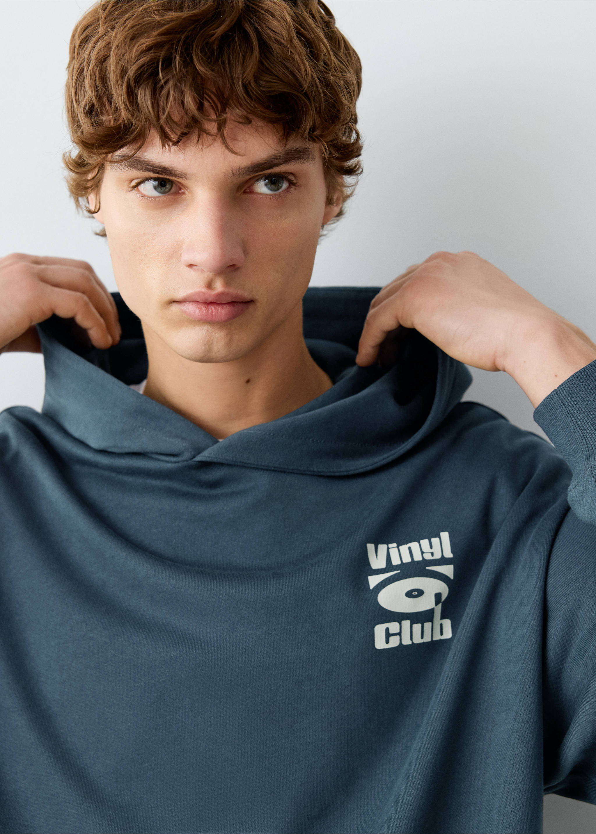 Bedrukte hoodie - Detail van het artikel 1, Marineblauw. Ref: 37091474-00.