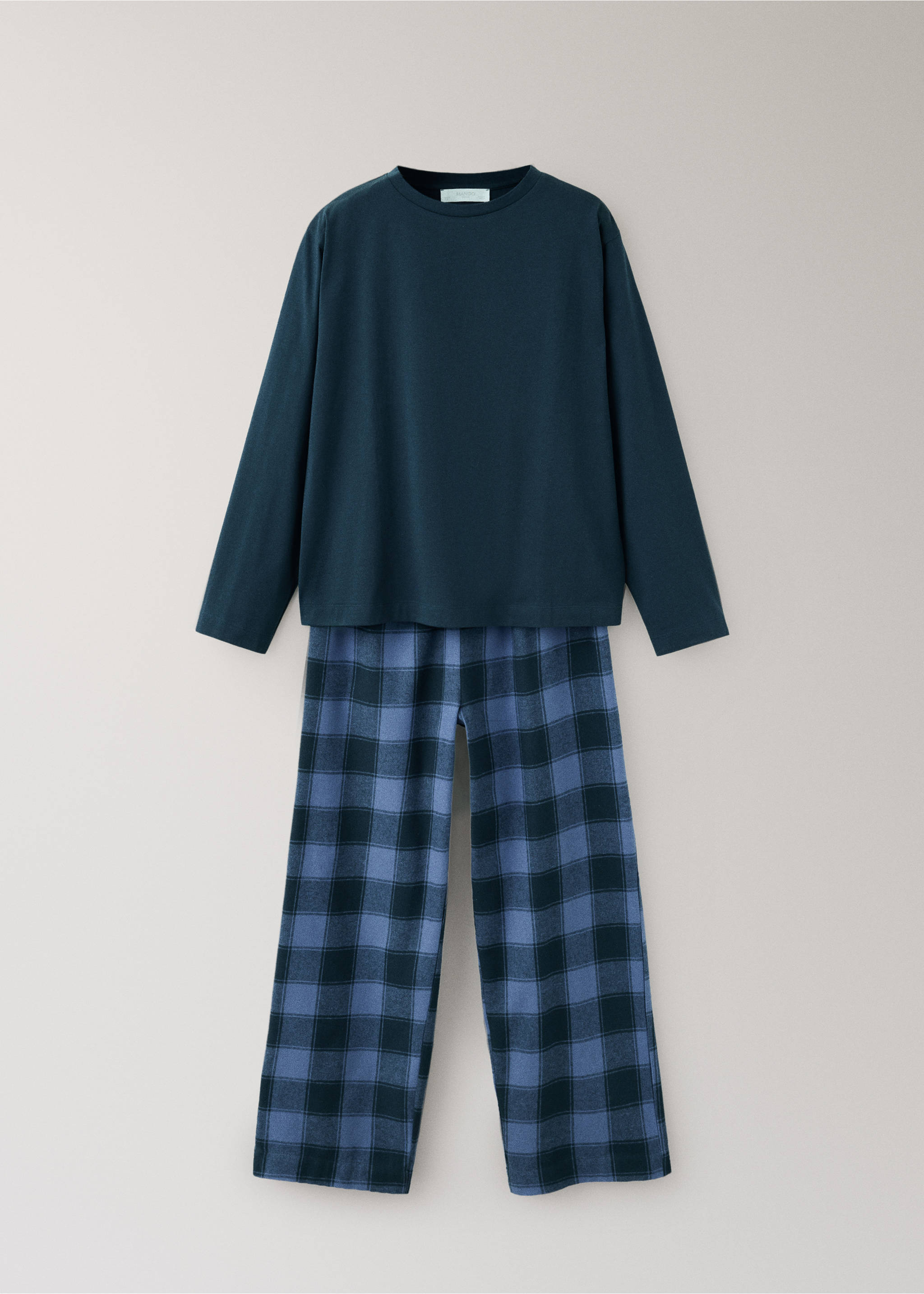 Pyjama deux pièces en flanelle à carreaux - Article sans modèle, Bleu. Ref: 37091475-00.