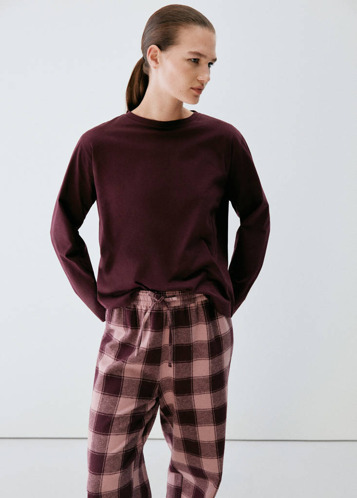 Two-piece flannel check pyjamas — Pink