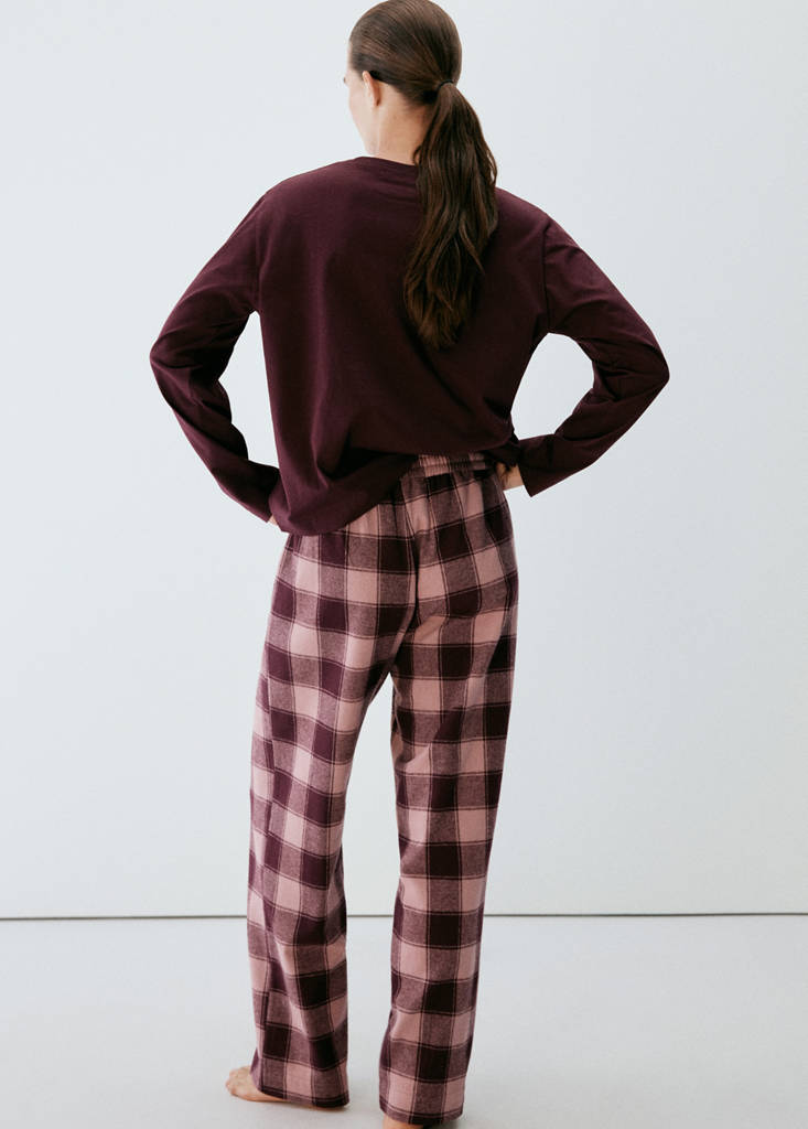 Two-piece flannel check pyjamas — Pink