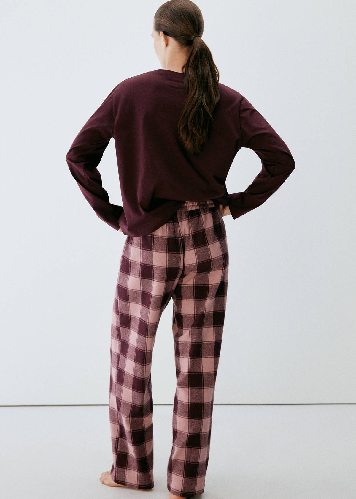 Two-piece flannel check pyjamas — Pink