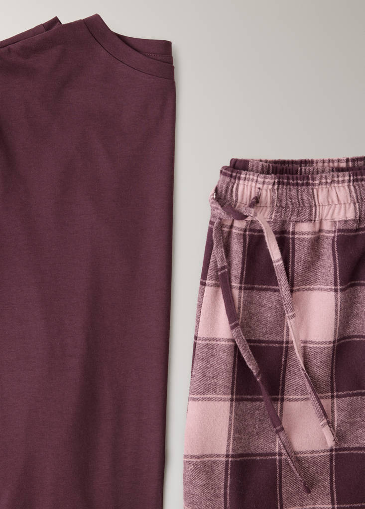 Two-piece flannel check pyjamas — Pink