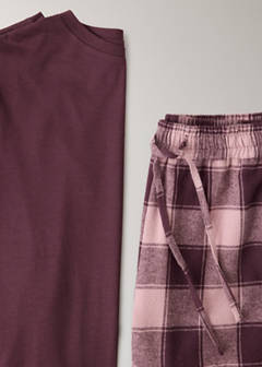 Two-piece flannel check pyjamas — Pink 7