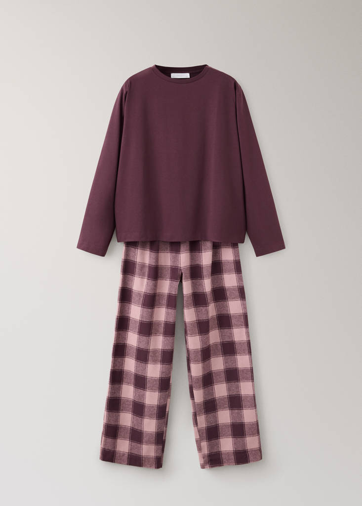 Two-piece flannel check pyjamas — Pink