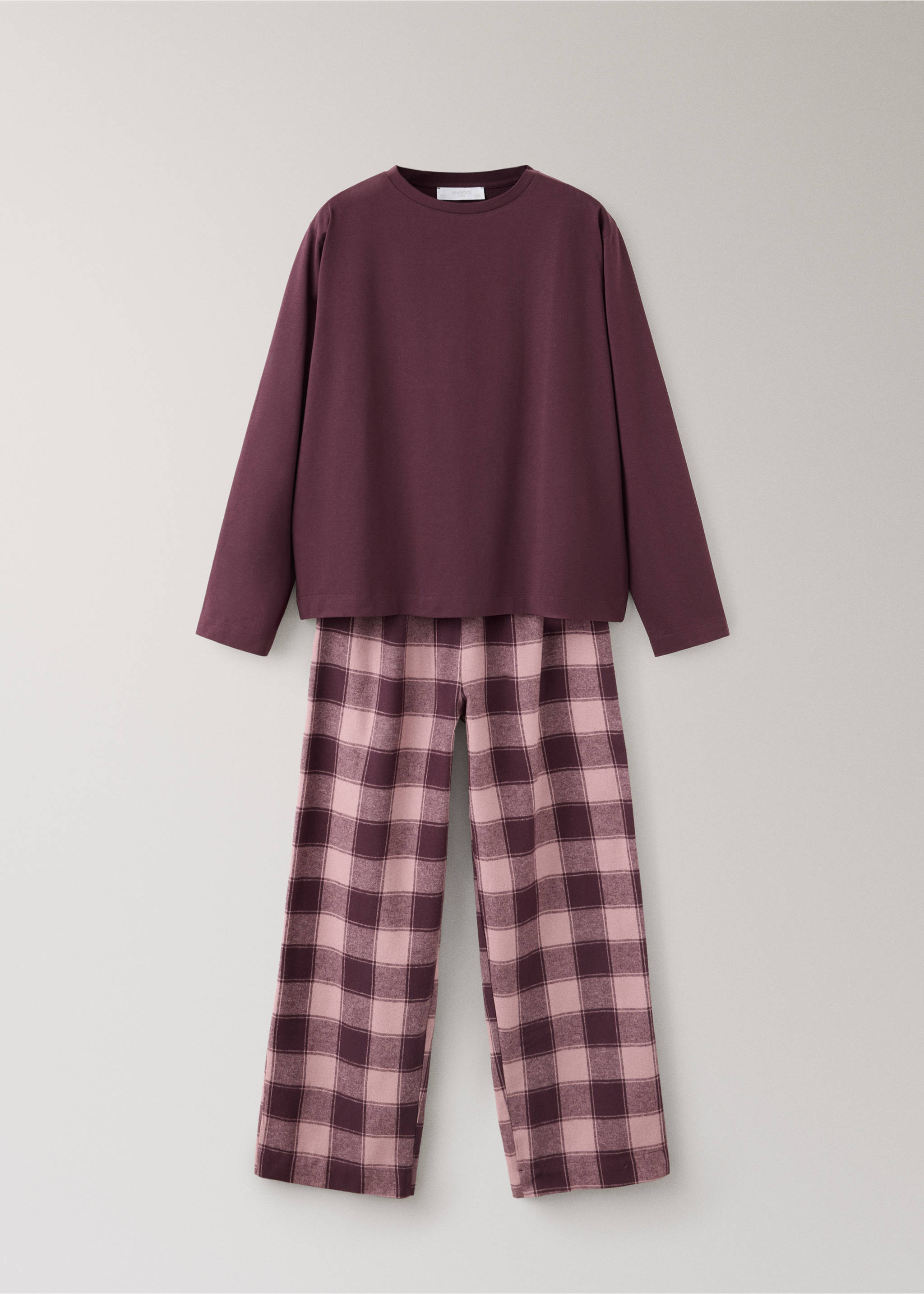 Pyjama deux pièces en flanelle à carreaux - Article sans modèle, Rose. Ref: 37091475-00.