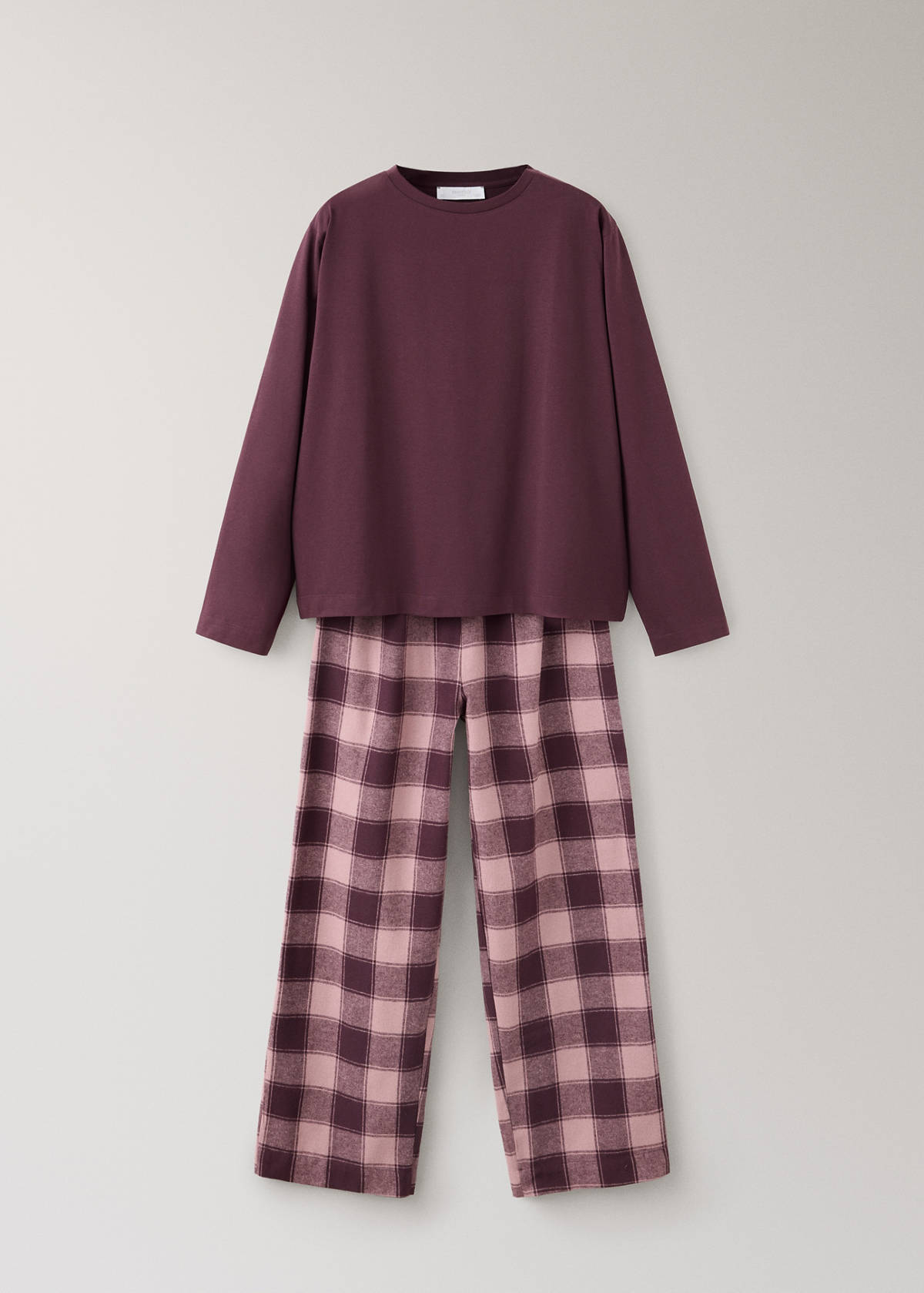 Two-piece flannel check pyjamas — Pink
