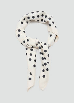 Satin check-print scarf — Ecru 3