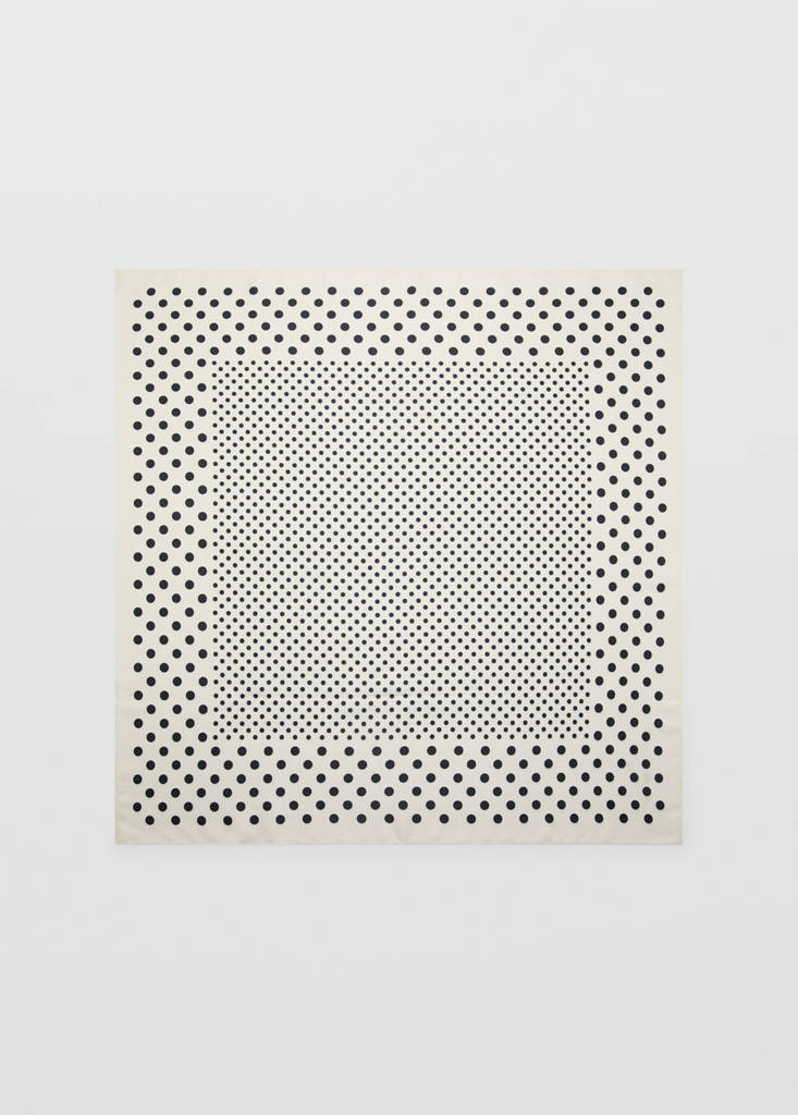 Satin check-print scarf — Ecru