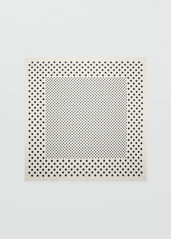 Satin check-print scarf — Ecru
