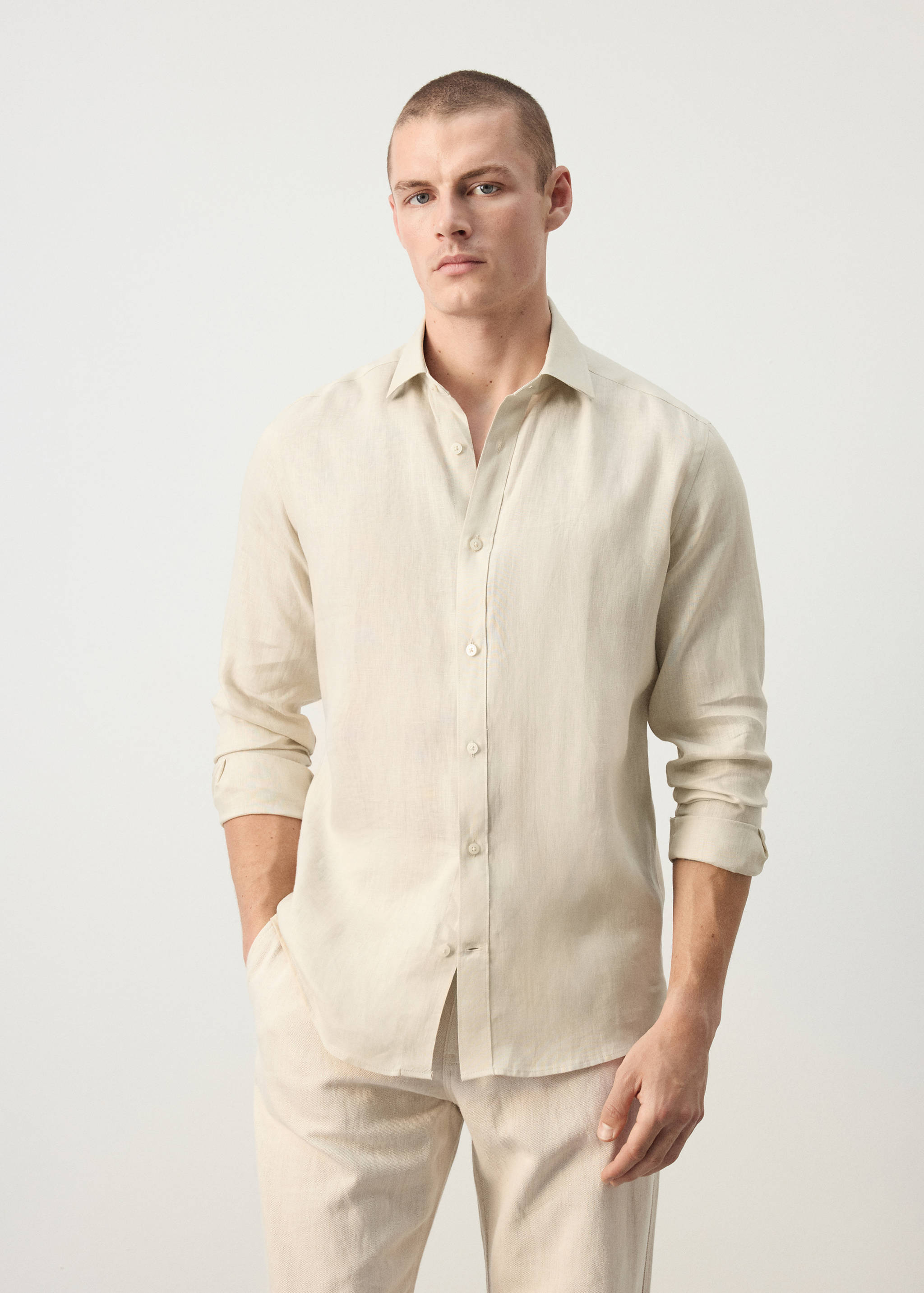 Regular-fit 100% linen shirt - Medium plane