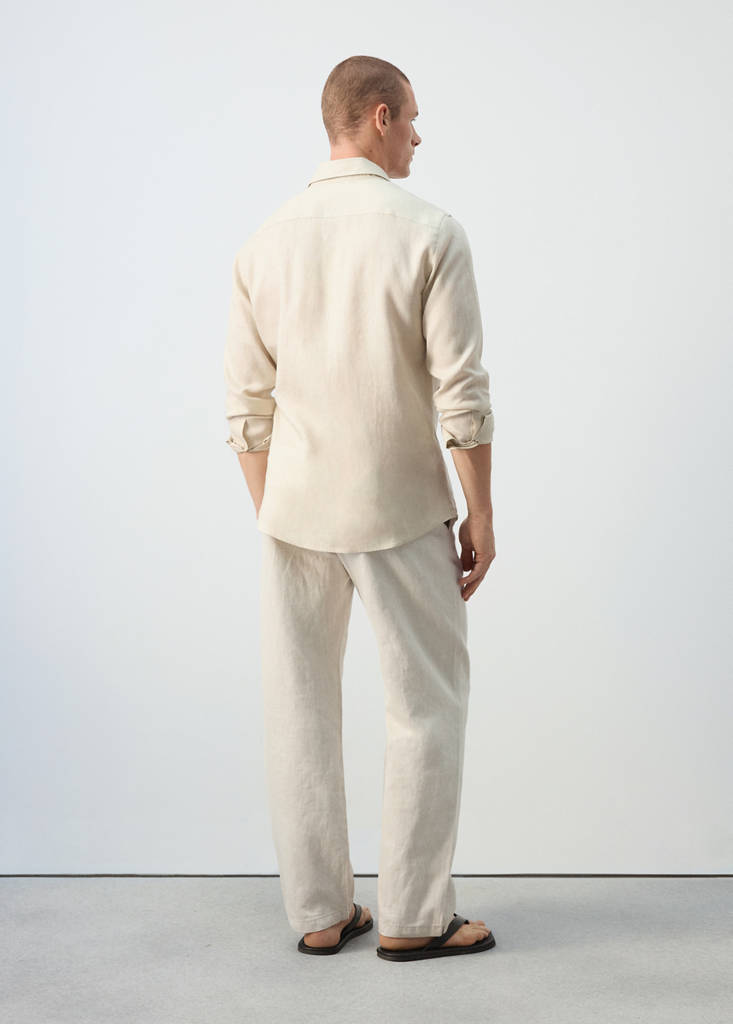 Regular-fit 100% linen shirt — Sand