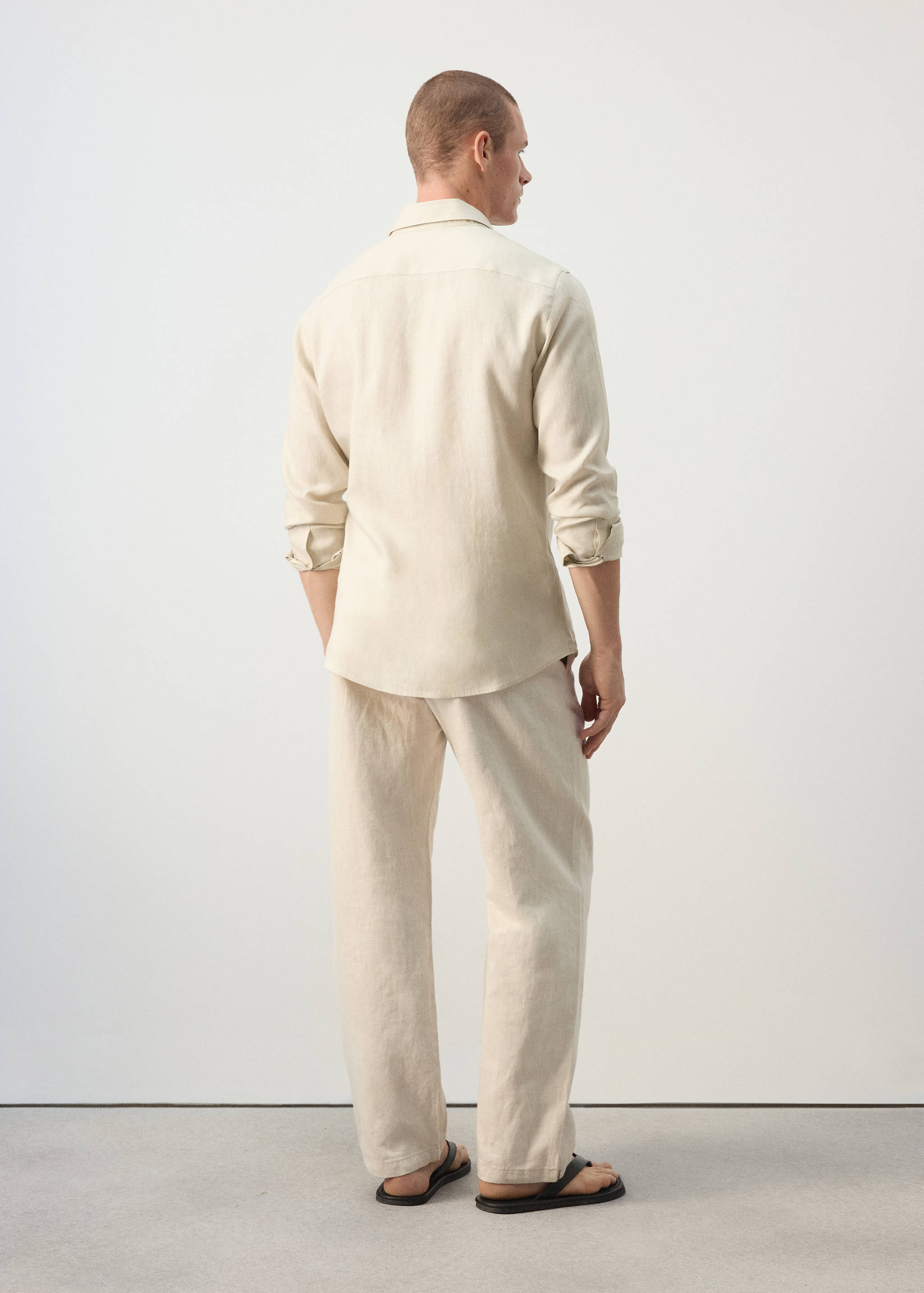 Regular-fit 100% linen shirt - Reverse of the article