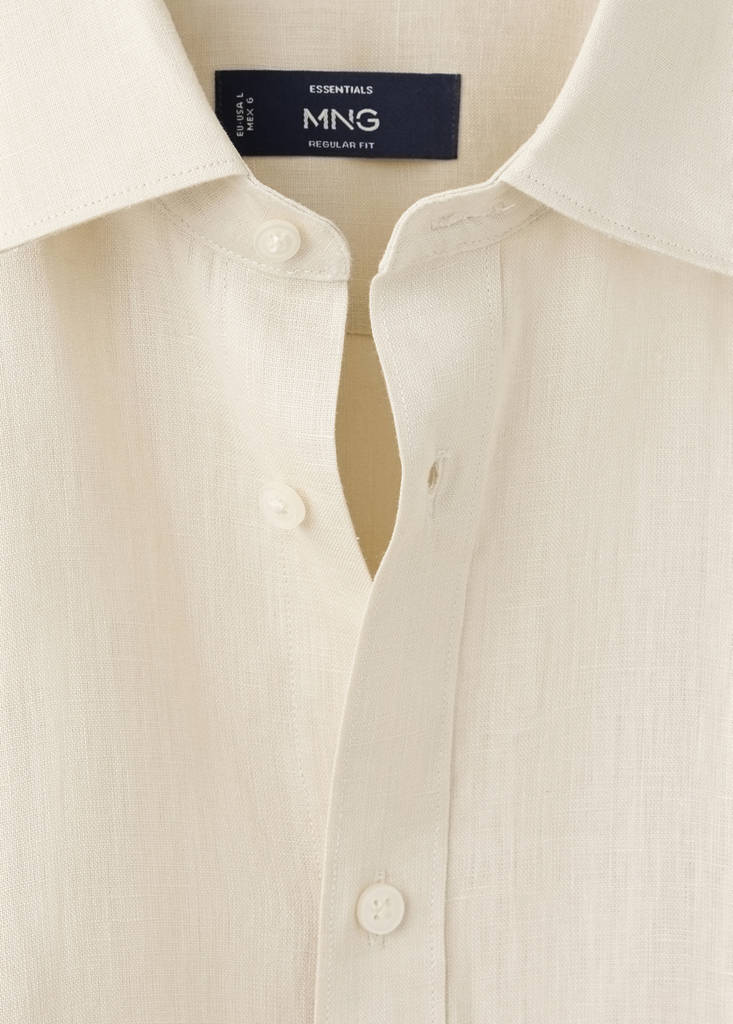 Regular-fit 100% linen shirt — Sand