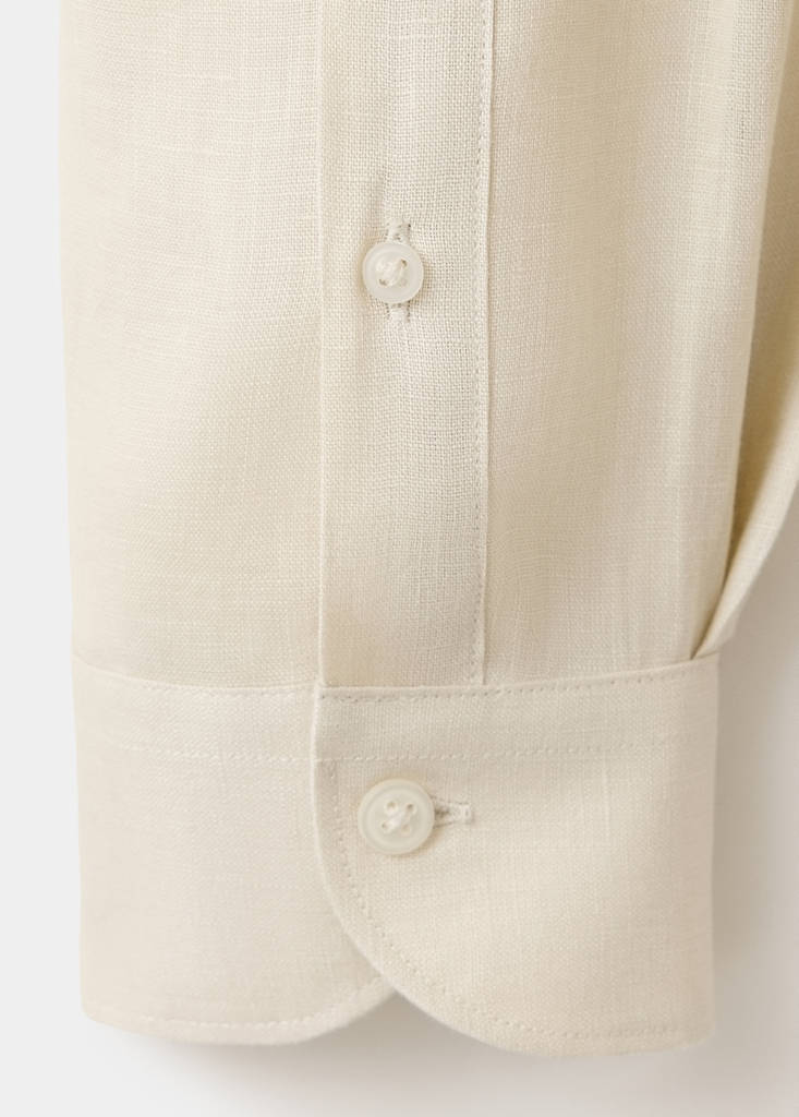 Regular-fit 100% linen shirt — Sand