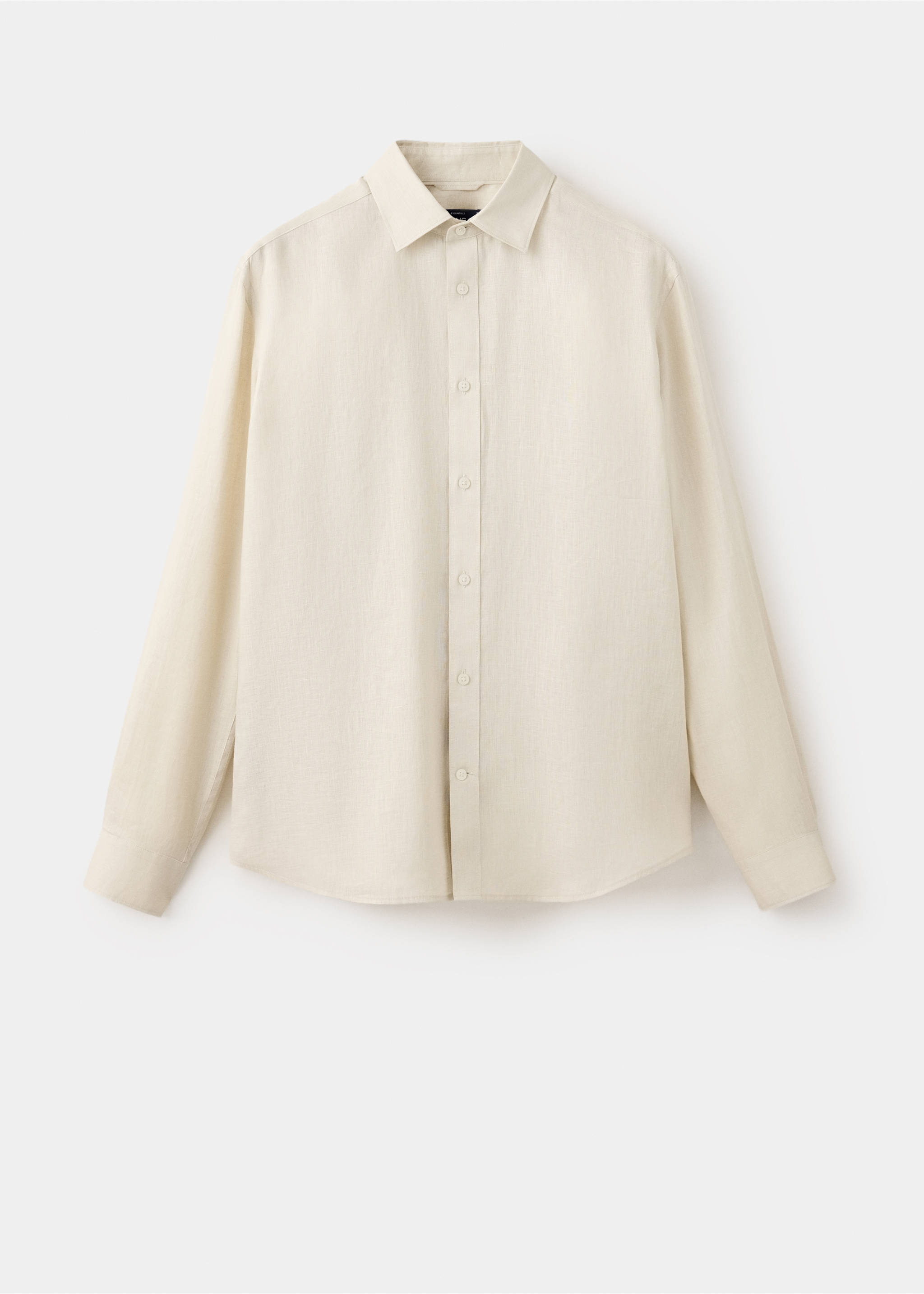 Regular-fit 100% linen shirt - Article without model, Sand. Ref: 37091483-00.