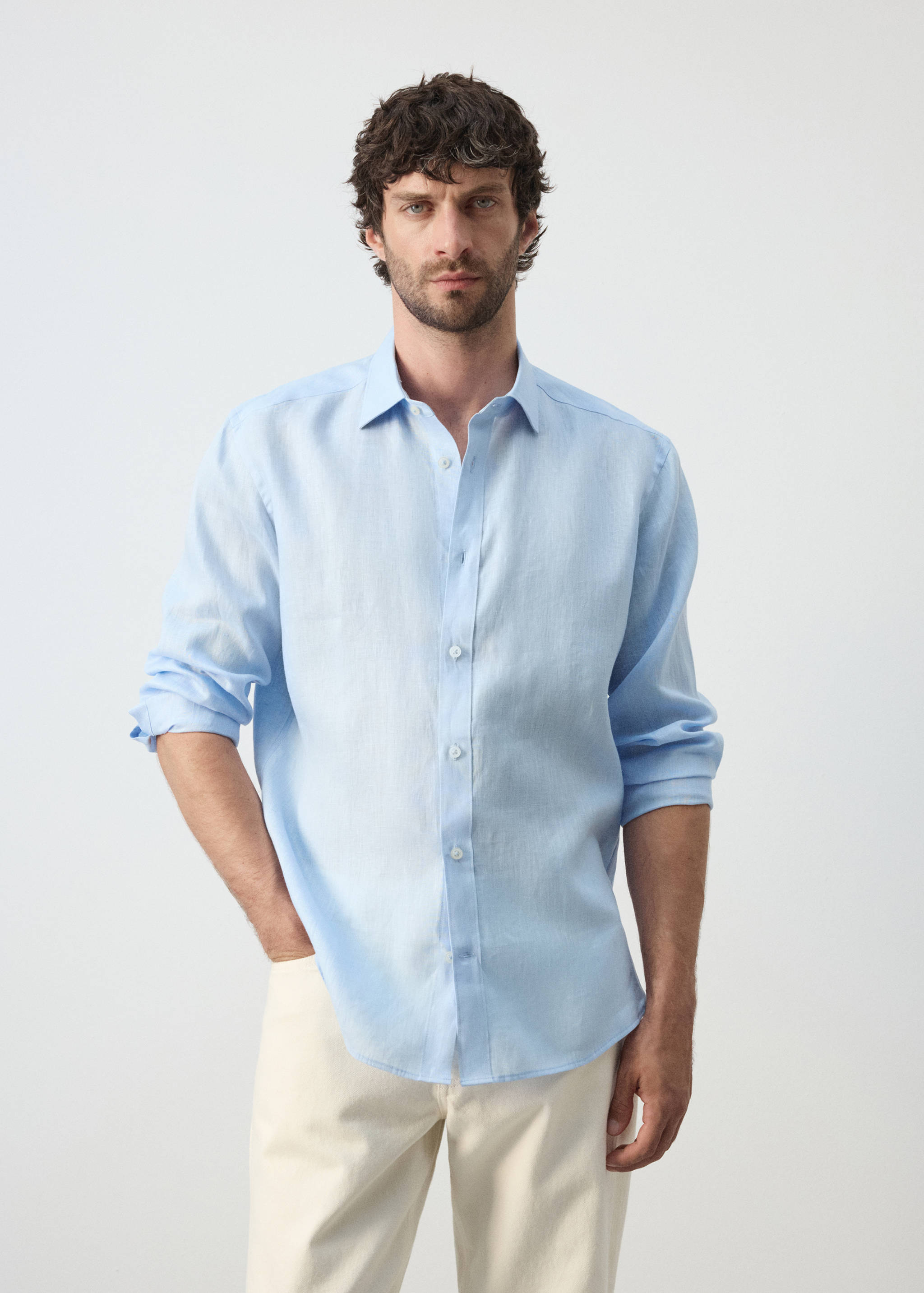 Regular-fit 100% linen shirt - Medium plane