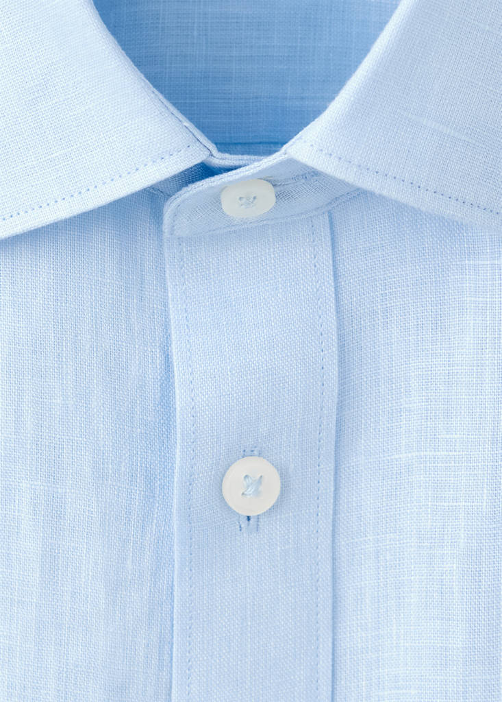 Regular-fit 100% linen shirt — Sky Blue