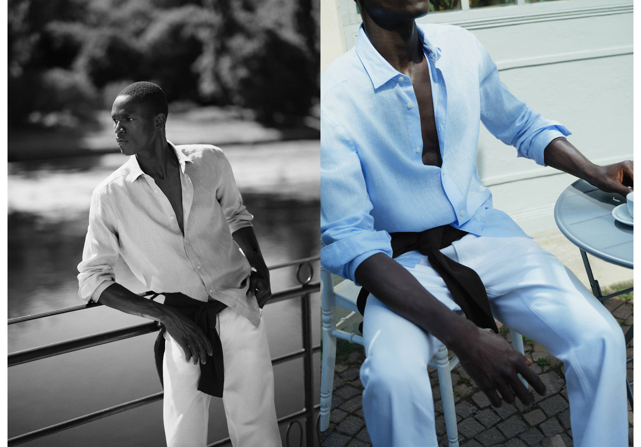 Regular-fit 100% linen shirt - Panoramic plane