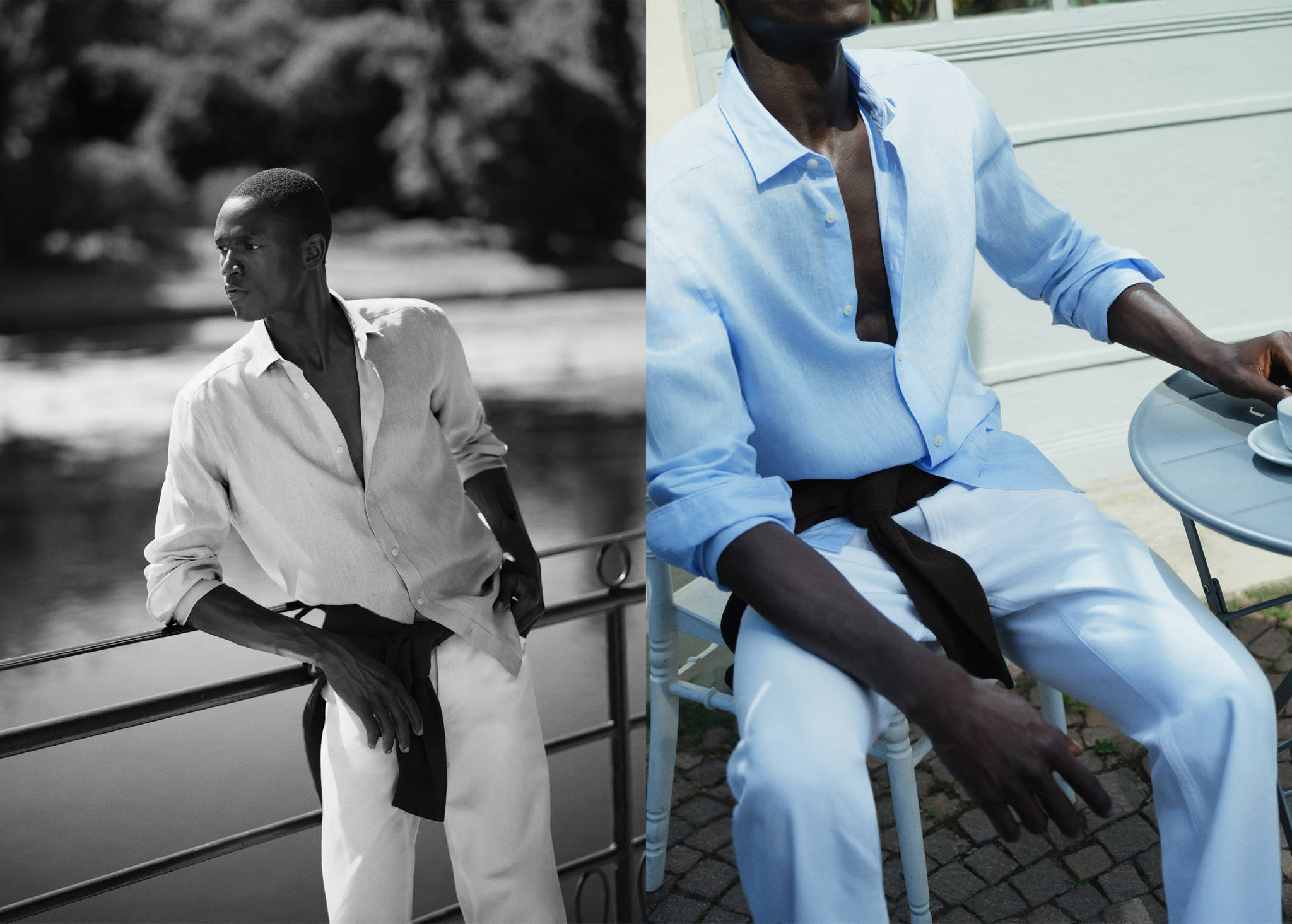 Regular-fit 100% linen shirt - Panoramic plane