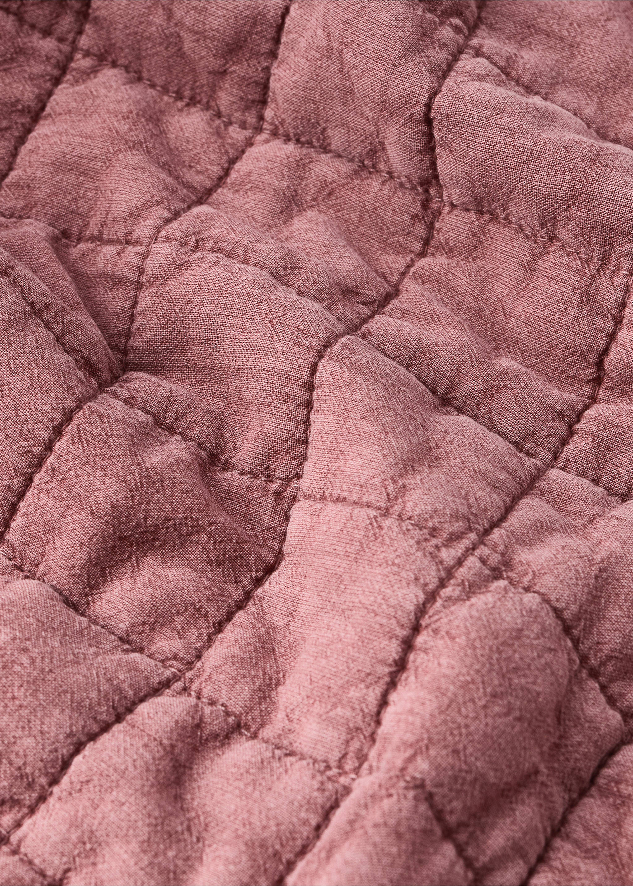 Children's cotton quilt with padded check pattern - Details of the article 1, Coral Red. Ref: 37091484-00.
