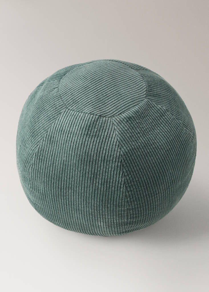 Round corduroy cushion — Forest Green