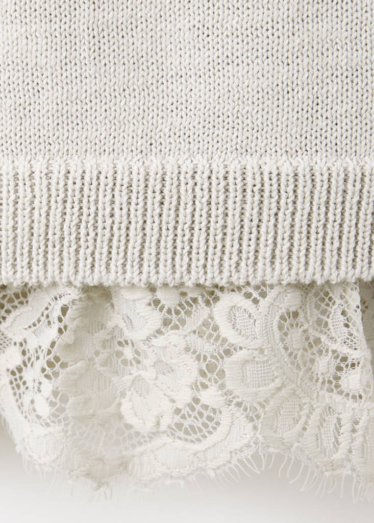 Ribbed lace-trimmed jumper — Light/Pastel Grey