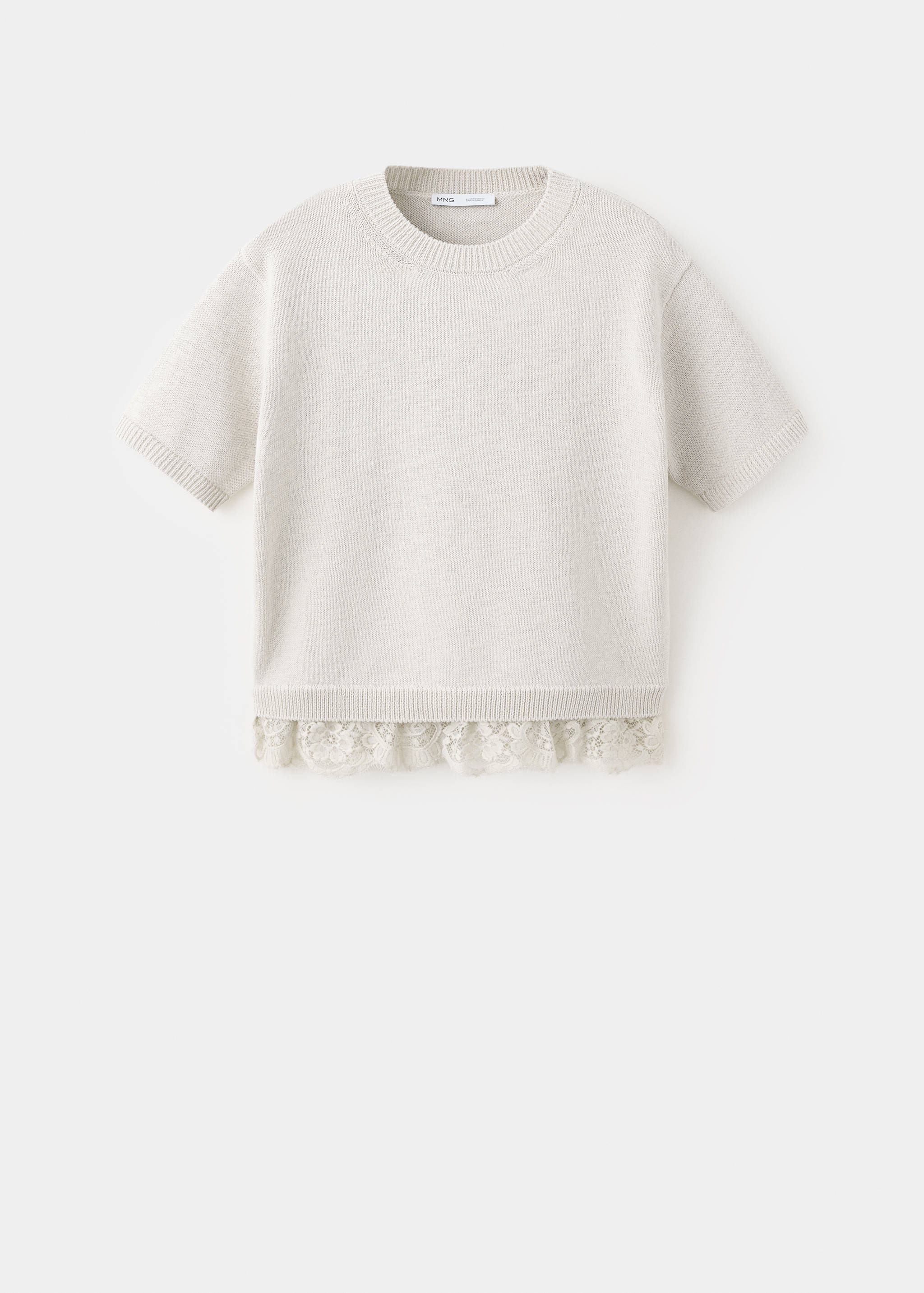 Ribbed lace-trimmed jumper - Article without model