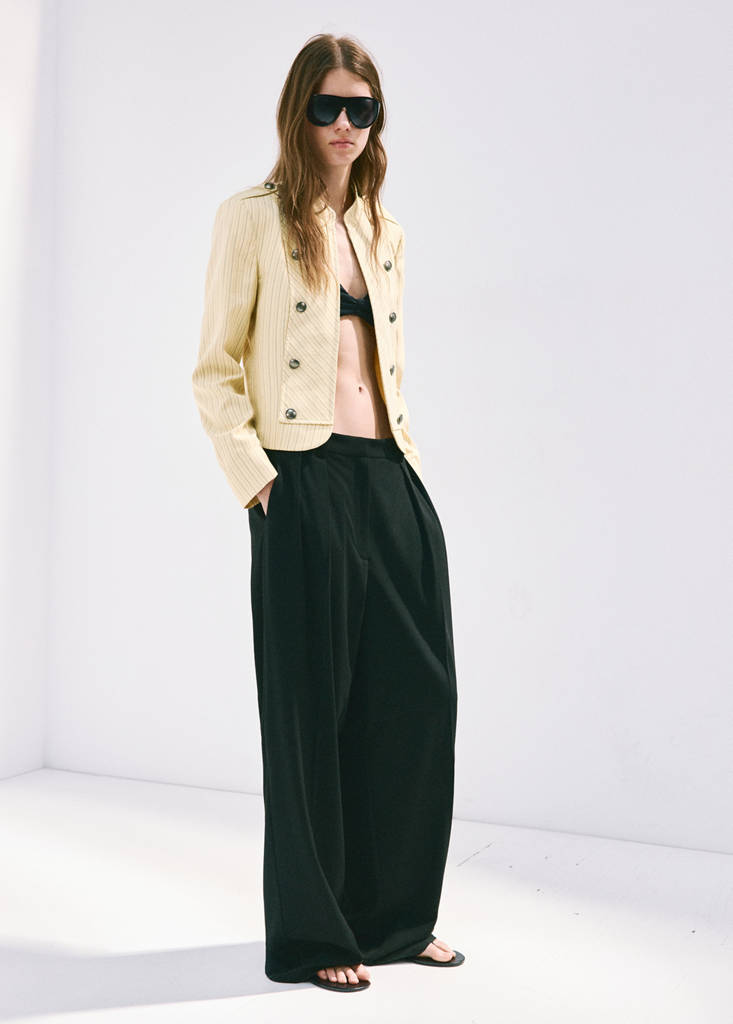 Pinstripe blazer with buttons — Pastel Yellow