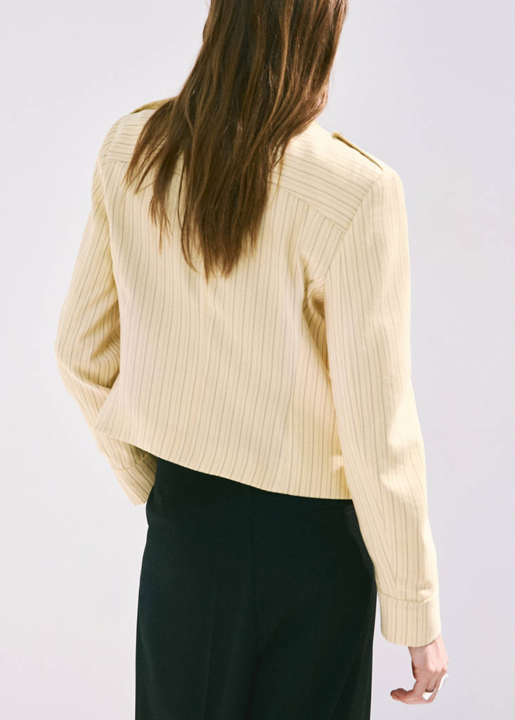 Pinstripe blazer with buttons — Pastel Yellow