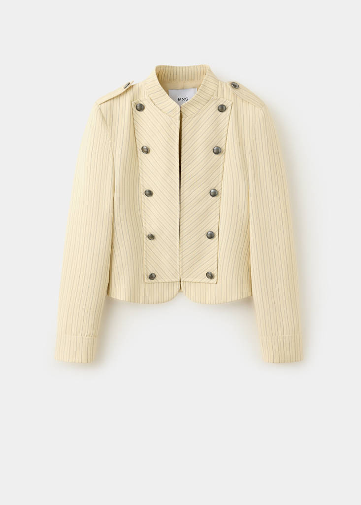 Pinstripe blazer with buttons — Pastel Yellow