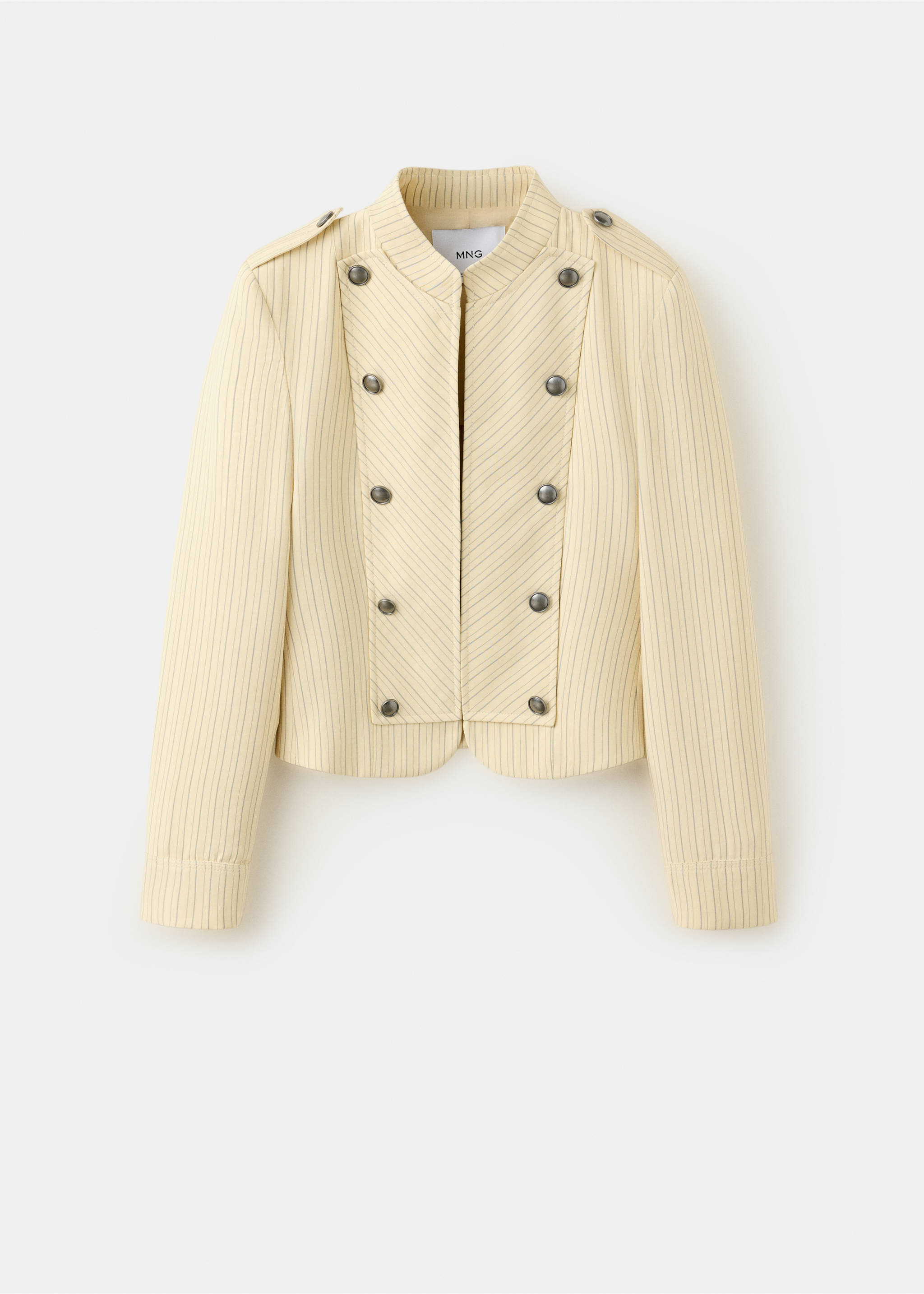 Veste à rayures tennis et boutons - Article sans modèle, Jaune pastel. Ref: 37091487-00.