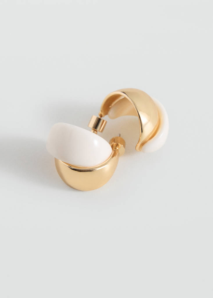Mixed resin earrings — Beige
