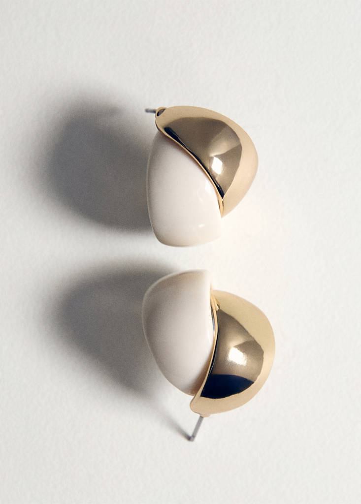 Mixed resin earrings — Beige
