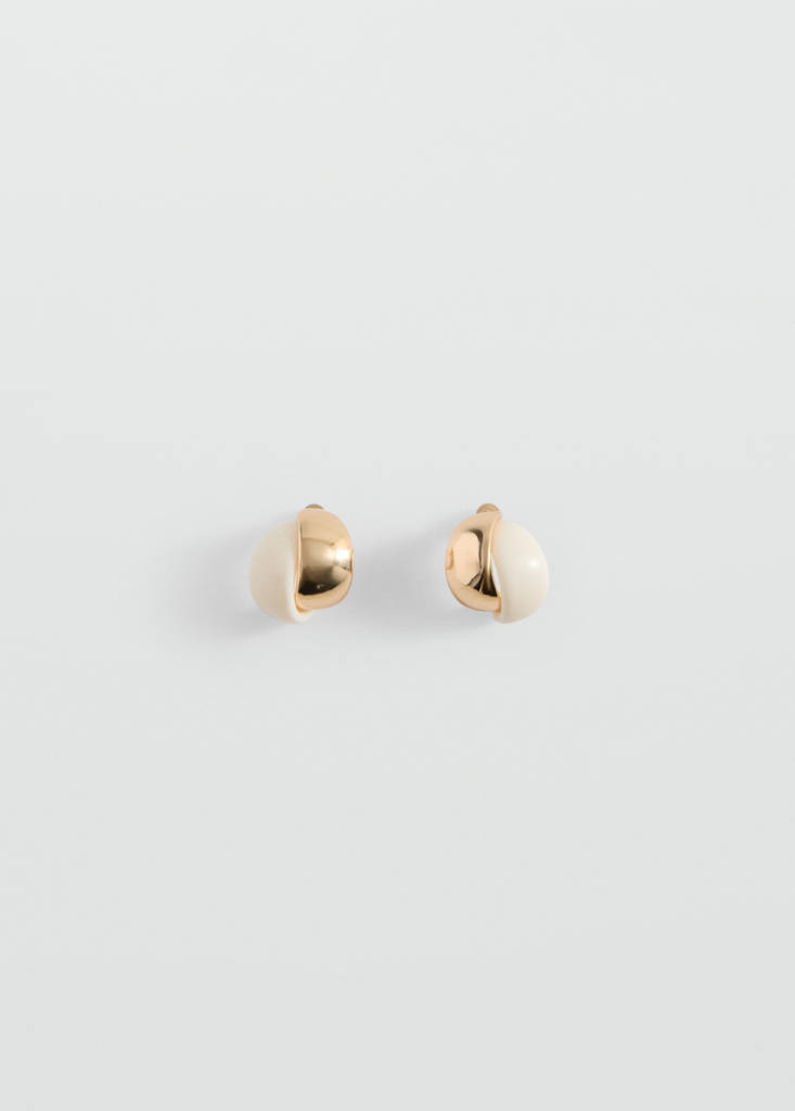Mixed resin earrings — Beige