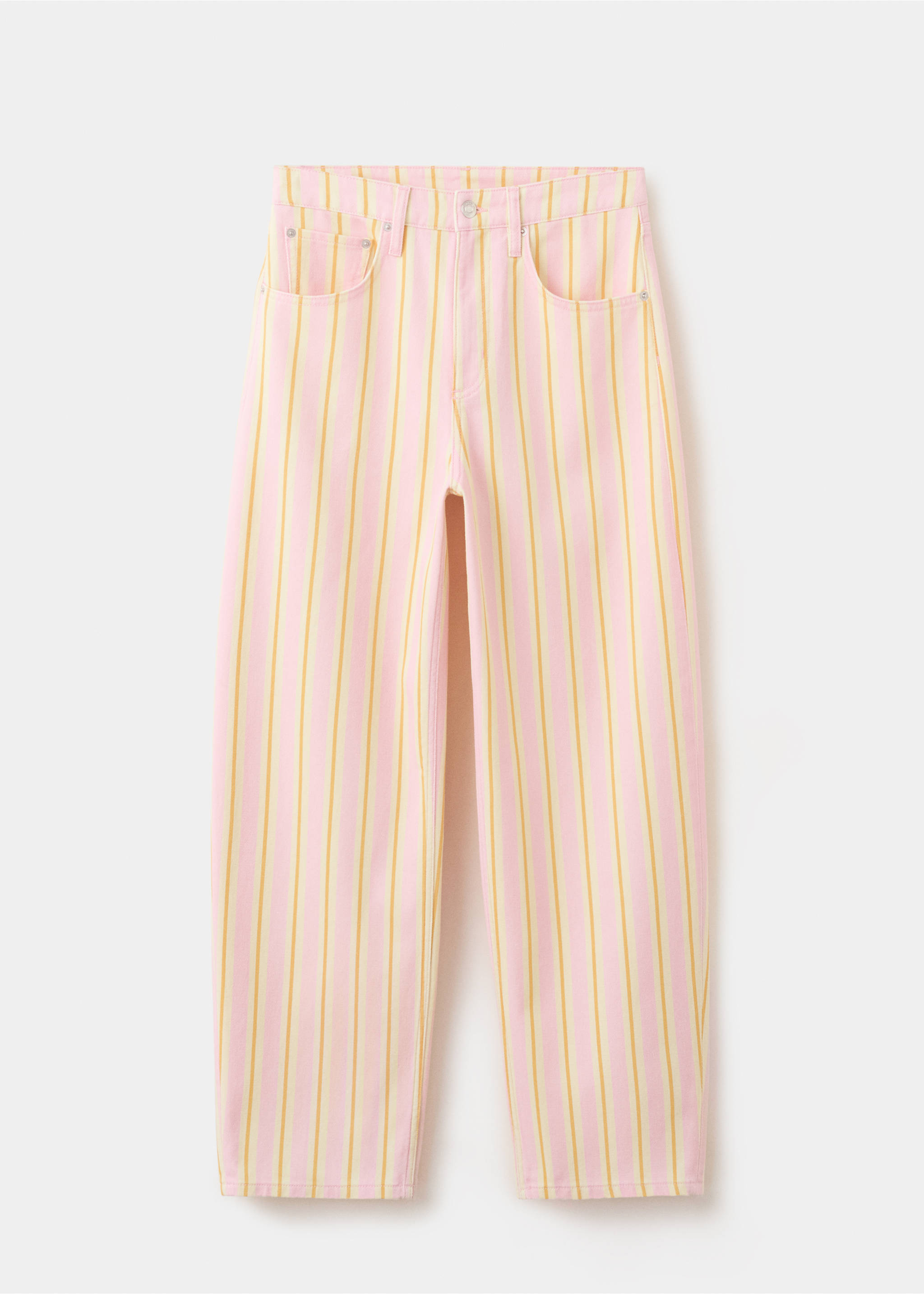 Balloon striped jeans - Article without model, Pale Pink. Ref: 37091493-00.