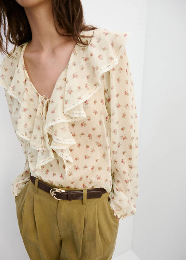 Ruffled floral blouse — Yellow