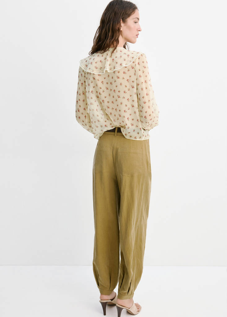 Ruffled floral blouse — Yellow
