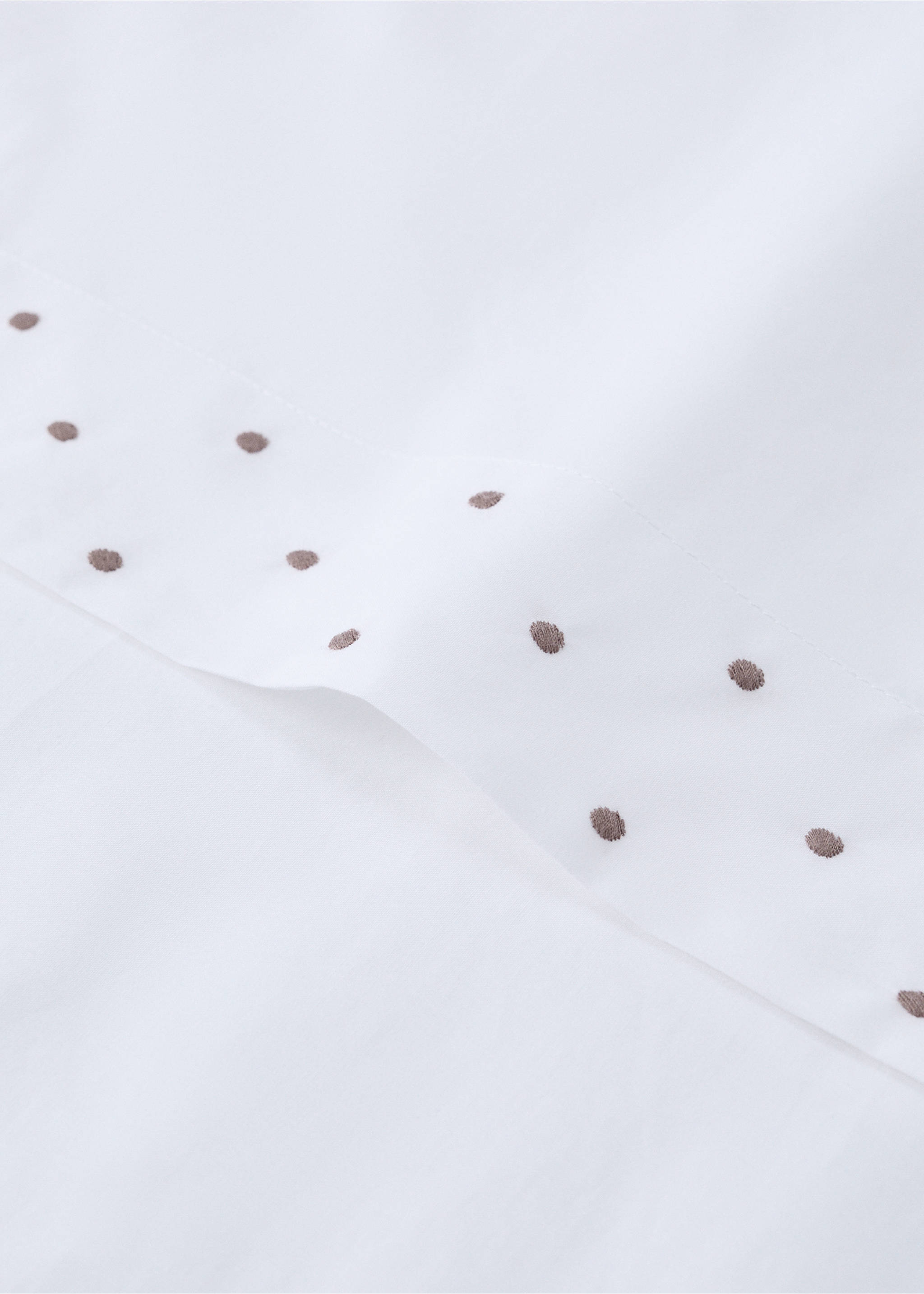 Cotton percale plumeti top sheet for 90 cm bed - Details of the article 1, Medium Brown. Ref: 37091495-00.