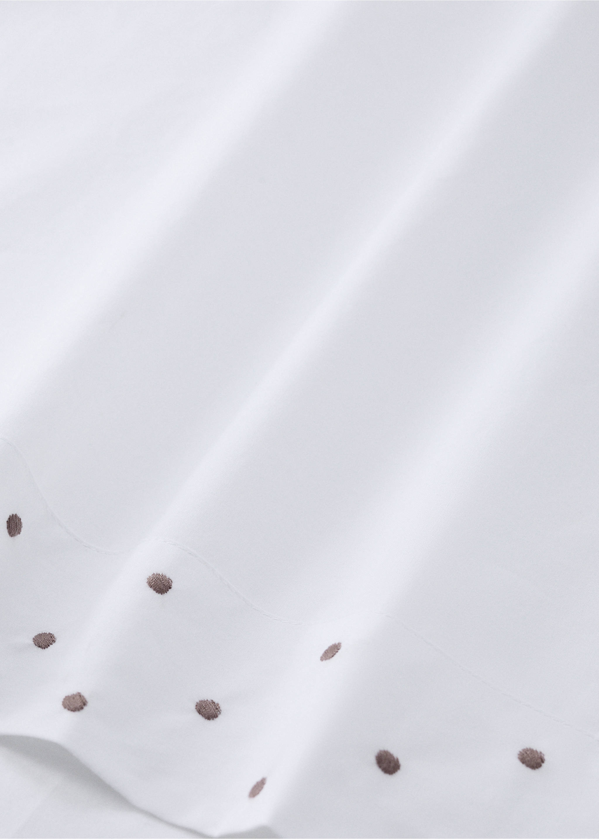 Cotton percale plumeti top sheet for 90 cm bed - Details of the article 2, Medium Brown. Ref: 37091495-00.