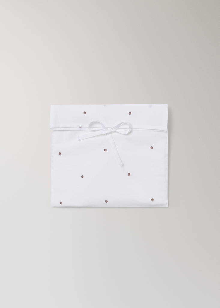 Printed 100% cotton mini cot bed set — Medium Brown
