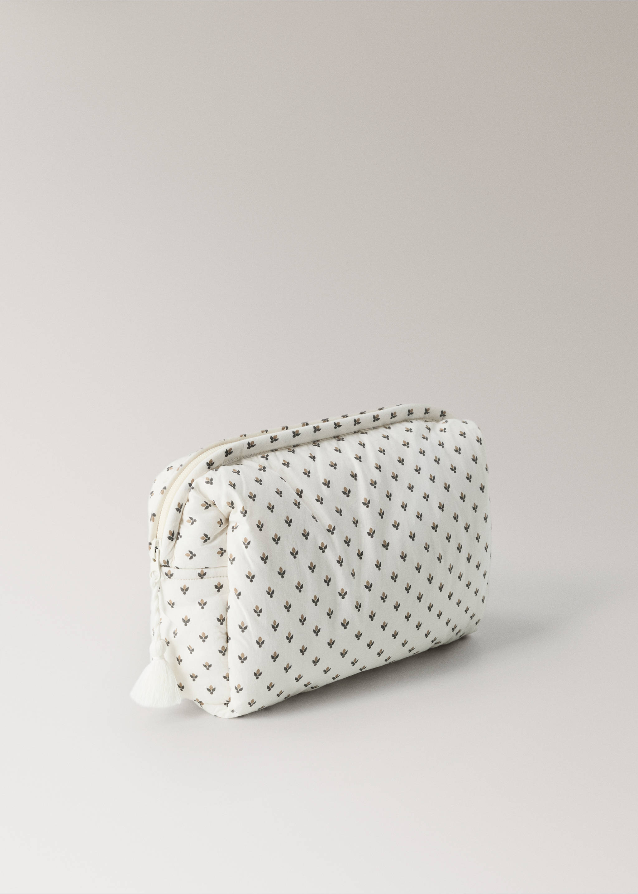 Printed cotton toiletry bag - Details of the article 1, Khaki. Ref: 37091497-00.