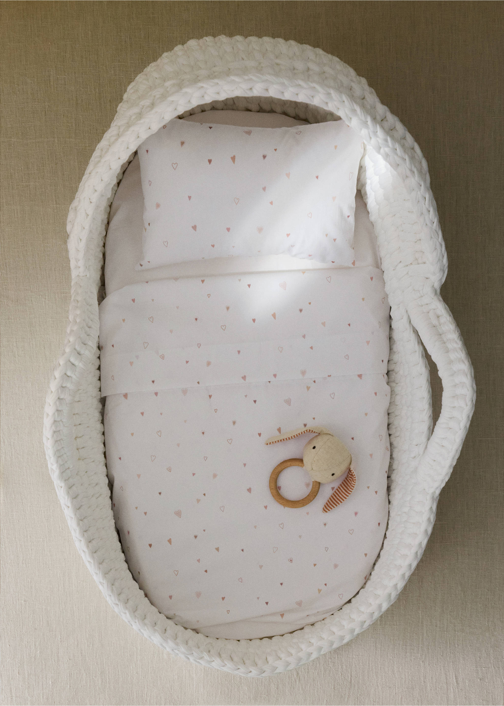 Mini cot mattress and pillow with hearts - General plane, Nude. Ref: 37091499-00.
