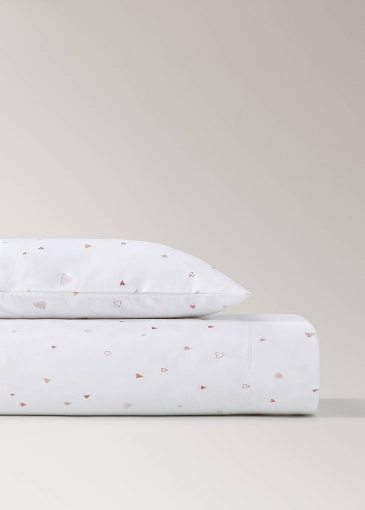 Mini cot mattress and pillow with hearts — Nude