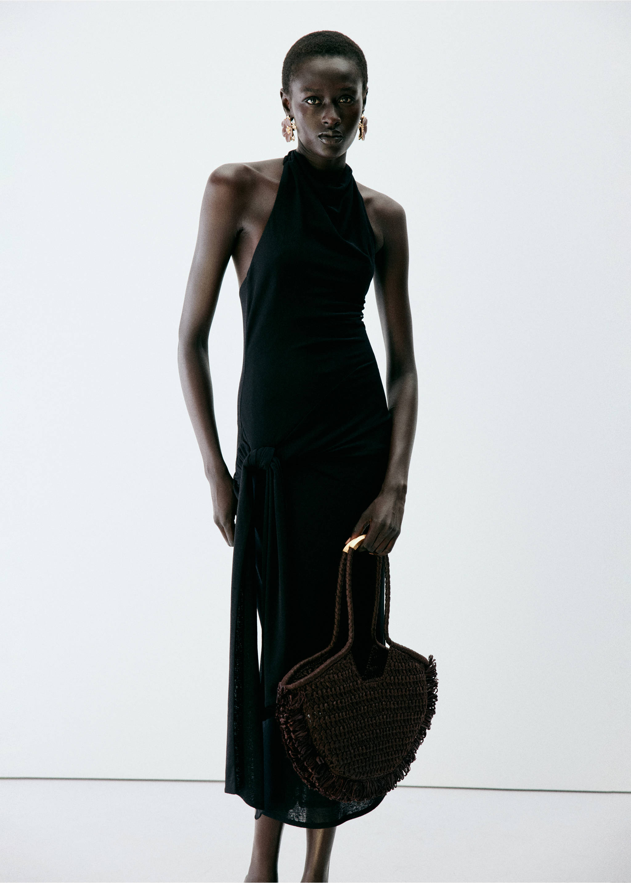 Natural fibre shoulder bag - General plane, Chocolate. Ref: 37091505-00.